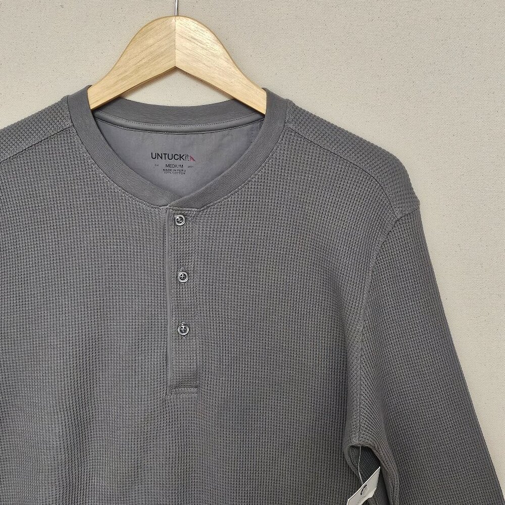 UNTUCKit Waffle Knit Thermal Long Sleeve Henley M